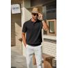 imageCOOFANDY Mens Knit Polo Shirts Short Sleeve Classic Fit Shirts Casual Goft Collared Textured T Shirt01black