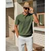 imageCOOFANDY Mens Knit Polo Shirts Short Sleeve Classic Fit Shirts Casual Goft Collared Textured T ShirtArmy Green