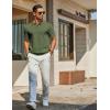 imageCOOFANDY Mens Knit Polo Shirts Short Sleeve Classic Fit Shirts Casual Goft Collared Textured T ShirtArmy Green