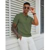 imageCOOFANDY Mens Knit Polo Shirts Short Sleeve Classic Fit Shirts Casual Goft Collared Textured T ShirtArmy Green