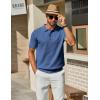 imageCOOFANDY Mens Knit Polo Shirts Short Sleeve Classic Fit Shirts Casual Goft Collared Textured T ShirtBlue
