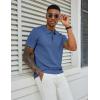 imageCOOFANDY Mens Knit Polo Shirts Short Sleeve Classic Fit Shirts Casual Goft Collared Textured T ShirtBlue