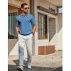 imageCOOFANDY Mens Knit Polo Shirts Short Sleeve Classic Fit Shirts Casual Goft Collared Textured T ShirtDark Blue