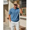 imageCOOFANDY Mens Knit Polo Shirts Short Sleeve Classic Fit Shirts Casual Goft Collared Textured T ShirtDark Blue