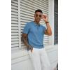 imageCOOFANDY Mens Knit Polo Shirts Short Sleeve Classic Fit Shirts Casual Goft Collared Textured T ShirtDark Blue