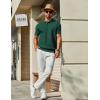 imageCOOFANDY Mens Knit Polo Shirts Short Sleeve Classic Fit Shirts Casual Goft Collared Textured T ShirtDark Green