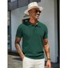 imageCOOFANDY Mens Knit Polo Shirts Short Sleeve Classic Fit Shirts Casual Goft Collared Textured T ShirtDark Green