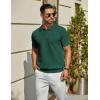 imageCOOFANDY Mens Knit Polo Shirts Short Sleeve Classic Fit Shirts Casual Goft Collared Textured T ShirtDark Green
