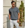 imageCOOFANDY Mens Knit Polo Shirts Short Sleeve Classic Fit Shirts Casual Goft Collared Textured T ShirtDark Grey