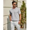 imageCOOFANDY Mens Knit Polo Shirts Short Sleeve Classic Fit Shirts Casual Goft Collared Textured T ShirtGrey