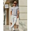 imageCOOFANDY Mens Knit Polo Shirts Short Sleeve Classic Fit Shirts Casual Goft Collared Textured T ShirtGrey