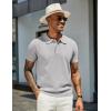 imageCOOFANDY Mens Knit Polo Shirts Short Sleeve Classic Fit Shirts Casual Goft Collared Textured T ShirtGrey