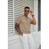 imageCOOFANDY Mens Knit Polo Shirts Short Sleeve Classic Fit Shirts Casual Goft Collared Textured T ShirtKhaki