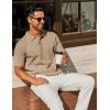 imageCOOFANDY Mens Knit Polo Shirts Short Sleeve Classic Fit Shirts Casual Goft Collared Textured T ShirtKhaki