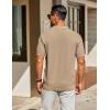 imageCOOFANDY Mens Knit Polo Shirts Short Sleeve Classic Fit Shirts Casual Goft Collared Textured T ShirtKhaki