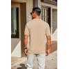 imageCOOFANDY Mens Knit Polo Shirts Short Sleeve Classic Fit Shirts Casual Goft Collared Textured T ShirtLight Khaki