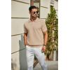 imageCOOFANDY Mens Knit Polo Shirts Short Sleeve Classic Fit Shirts Casual Goft Collared Textured T ShirtLight Khaki