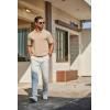 imageCOOFANDY Mens Knit Polo Shirts Short Sleeve Classic Fit Shirts Casual Goft Collared Textured T ShirtLight Khaki