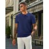 imageCOOFANDY Mens Knit Polo Shirts Short Sleeve Classic Fit Shirts Casual Goft Collared Textured T ShirtNavy Blue