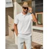 imageCOOFANDY Mens Knit Polo Shirts Short Sleeve Classic Fit Shirts Casual Goft Collared Textured T ShirtWhite