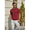 imageCOOFANDY Mens Knit Polo Shirts Short Sleeve Classic Fit Shirts Casual Goft Collared Textured T ShirtWine Red