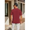 imageCOOFANDY Mens Knit Polo Shirts Short Sleeve Classic Fit Shirts Casual Goft Collared Textured T ShirtWine Red