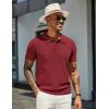 imageCOOFANDY Mens Knit Polo Shirts Short Sleeve Classic Fit Shirts Casual Goft Collared Textured T ShirtWine Red
