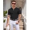 imageCOOFANDY Mens Zipper Polo Shirts Short Sleeve Casual Knit Polo Shirts Lightweight Golf ShirtBlack