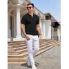 imageCOOFANDY Mens Zipper Polo Shirts Short Sleeve Casual Knit Polo Shirts Lightweight Golf ShirtBlack