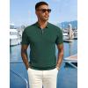 imageCOOFANDY Mens Zipper Polo Shirts Short Sleeve Casual Knit Polo Shirts Lightweight Golf ShirtGreen