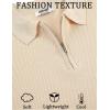 imageCOOFANDY Mens Zipper Polo Shirts Short Sleeve Casual Knit Polo Shirts Lightweight Golf ShirtKhaki