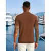 imageCOOFANDY Mens Zipper Polo Shirts Short Sleeve Casual Knit Polo Shirts Lightweight Golf ShirtLight Brown