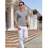 imageCOOFANDY Mens Zipper Polo Shirts Short Sleeve Casual Knit Polo Shirts Lightweight Golf ShirtLight Grey