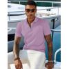 imageCOOFANDY Mens Zipper Polo Shirts Short Sleeve Casual Knit Polo Shirts Lightweight Golf ShirtLight Purple