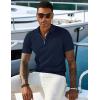 imageCOOFANDY Mens Zipper Polo Shirts Short Sleeve Casual Knit Polo Shirts Lightweight Golf ShirtNavy Blue