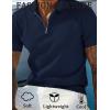imageCOOFANDY Mens Zipper Polo Shirts Short Sleeve Casual Knit Polo Shirts Lightweight Golf ShirtNavy Blue