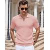 imageCOOFANDY Mens Zipper Polo Shirts Short Sleeve Casual Knit Polo Shirts Lightweight Golf ShirtPink