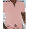 imageCOOFANDY Mens Zipper Polo Shirts Short Sleeve Casual Knit Polo Shirts Lightweight Golf ShirtPink