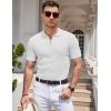 imageCOOFANDY Mens Zipper Polo Shirts Short Sleeve Casual Knit Polo Shirts Lightweight Golf ShirtWhite