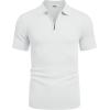 imageCOOFANDY Mens Zipper Polo Shirts Short Sleeve Casual Knit Polo Shirts Lightweight Golf ShirtWhite