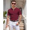 imageCOOFANDY Mens Zipper Polo Shirts Short Sleeve Casual Knit Polo Shirts Lightweight Golf ShirtWine Red