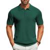 imageCOOFANDY Mens Knit Polo Shirts Short Sleeve Classic Fit Shirts Casual Goft Collared Textured T ShirtDark Green