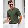 imageCOOFANDY Mens Knit Polo Shirt Short Sleeve Vintage Textured Casual Golf Shirts Summer Beach TopArmy Green