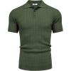imageCOOFANDY Mens Knit Polo Shirt Short Sleeve Vintage Textured Casual Golf Shirts Summer Beach TopArmy Green