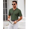 imageCOOFANDY Mens Knit Polo Shirt Short Sleeve Vintage Textured Casual Golf Shirts Summer Beach TopArmy Green