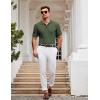 imageCOOFANDY Mens Knit Polo Shirt Short Sleeve Vintage Textured Casual Golf Shirts Summer Beach TopArmy Green