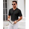 imageCOOFANDY Mens Knit Polo Shirt Short Sleeve Vintage Textured Casual Golf Shirts Summer Beach TopBlack
