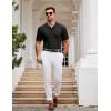 imageCOOFANDY Mens Knit Polo Shirt Short Sleeve Vintage Textured Casual Golf Shirts Summer Beach TopBlack
