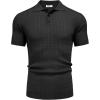 imageCOOFANDY Mens Knit Polo Shirt Short Sleeve Vintage Textured Casual Golf Shirts Summer Beach TopBlack