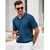 imageCOOFANDY Mens Knit Polo Shirt Short Sleeve Vintage Textured Casual Golf Shirts Summer Beach TopBlue